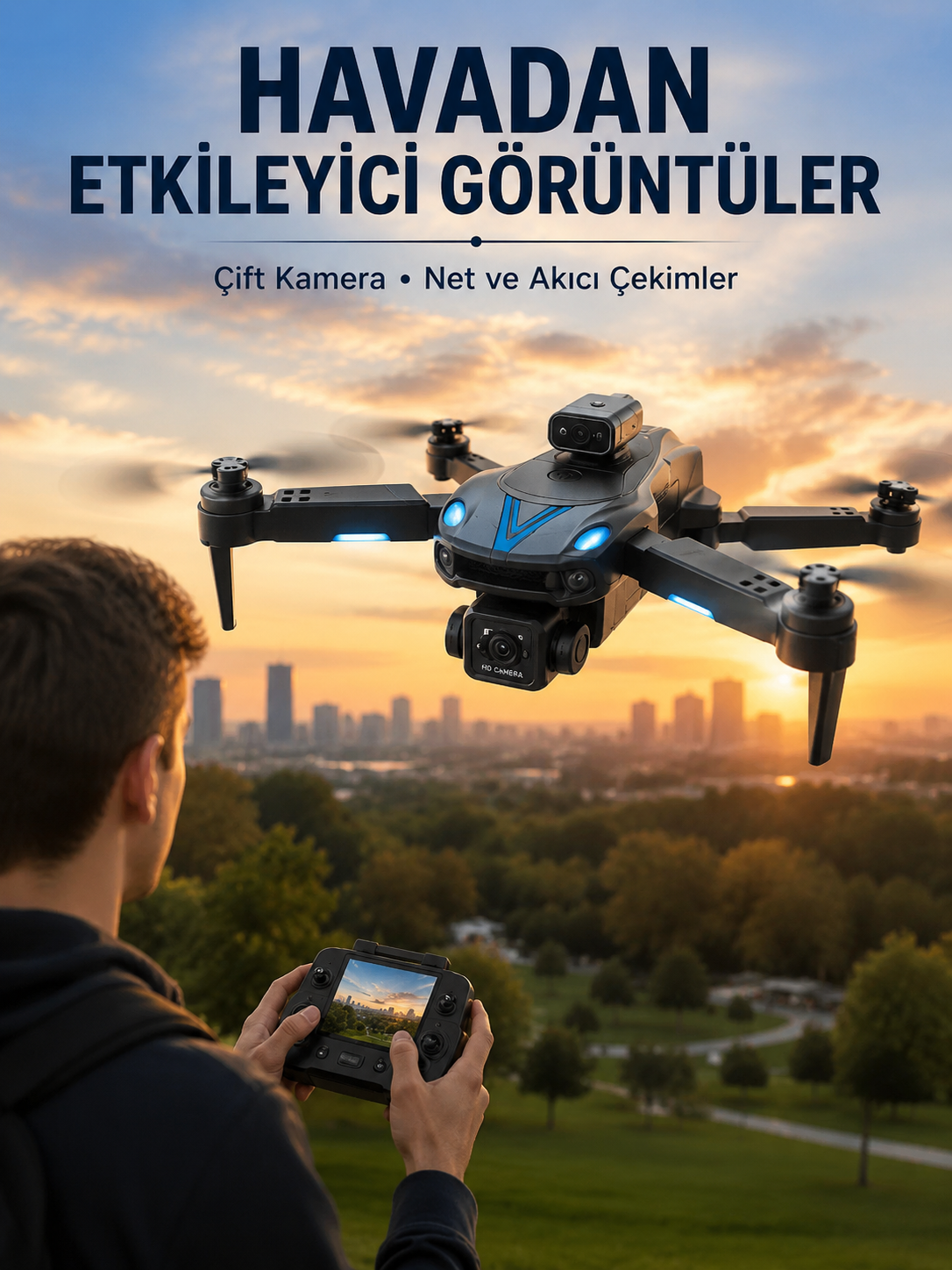 Katlanabilir Çift Kameralı Drone Uzaktan Kumandalı Hava Aracı - Lisinya