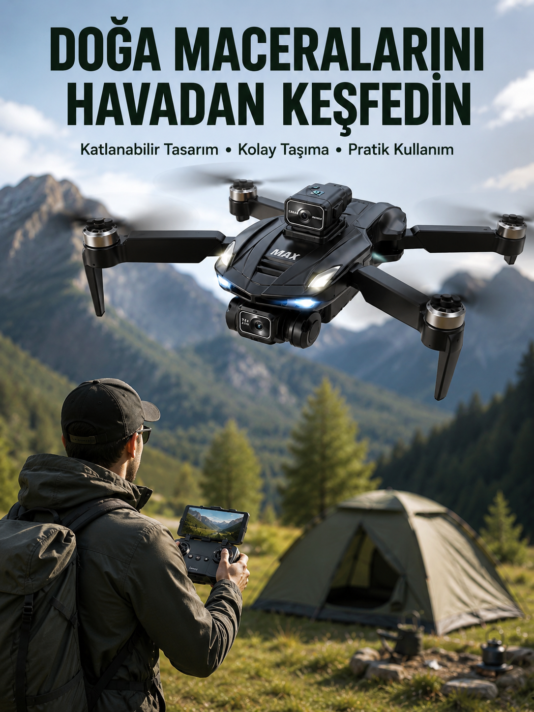 Canlı Görüntü Aktarımlı Çift Kameralı Uzaktan Kumandalı Drone - Lisinya Canlı Görüntü Aktarımlı Çift Kameralı Uzaktan Kumandalı Drone - Lisinya