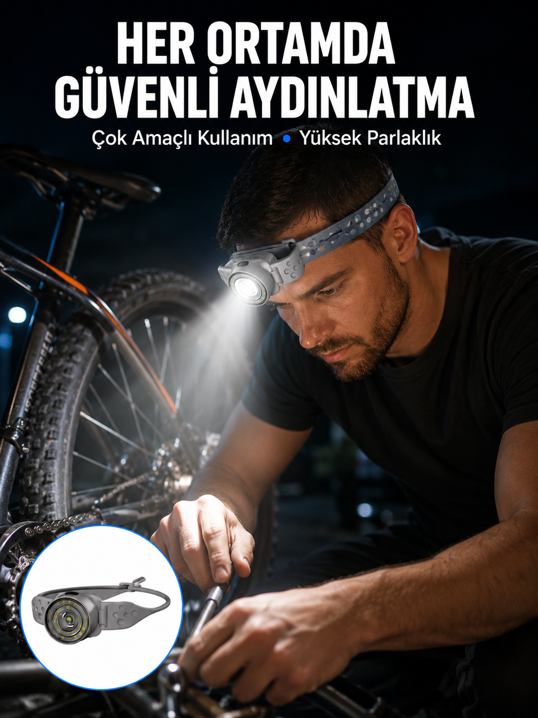 Şarj Edilebilir Kafa Feneri Kamp Tamir ve Outdoor Kullanımına Uygun - Lisinya Şarj Edilebilir Kafa Feneri Kamp Tamir ve Outdoor Kullanımına Uygun - Lisinya