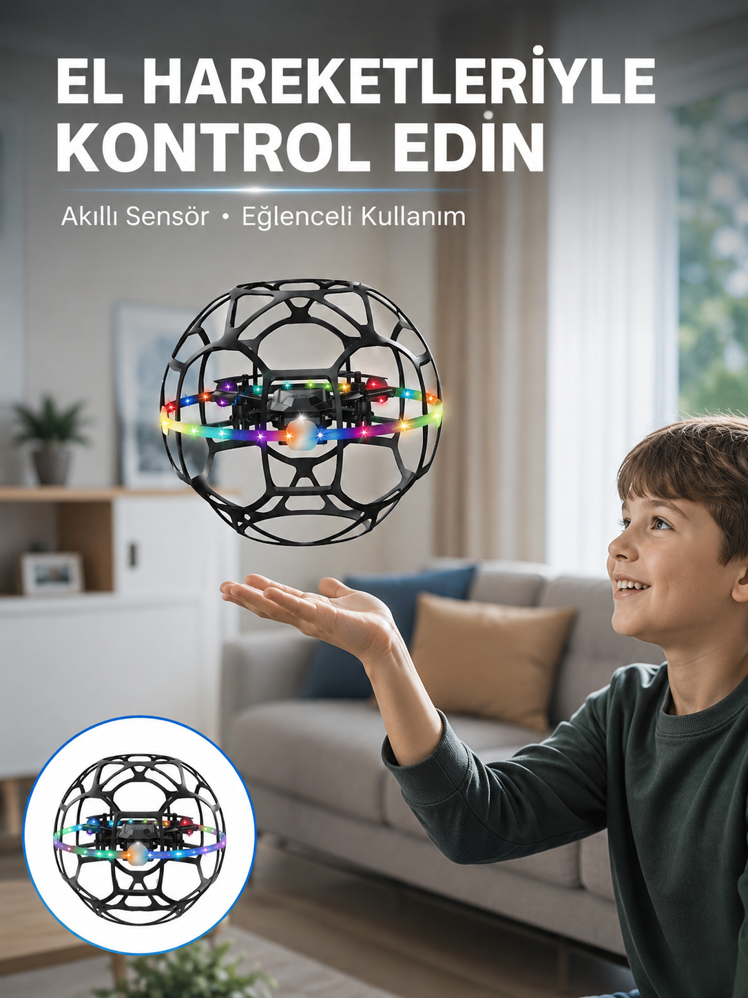 LED Işıklı Futbol Topu Mini Drone Akıllı Sensörlü El Kontrollü - Lisinya LED Işıklı Futbol Topu Mini Drone Akıllı Sensörlü El Kontrollü - Lisinya