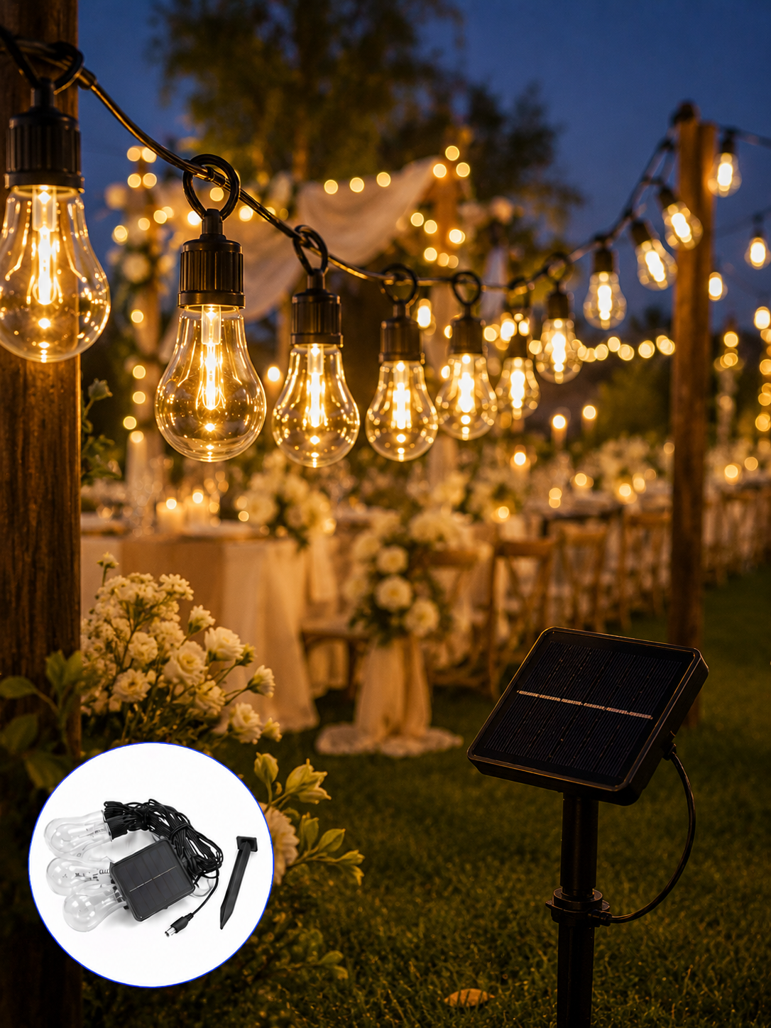 Solar LED Ampul Işık Dış Mekan Bahçe Pergola Balkon Dekoratif Aydınlatma - Lisinya Solar LED Ampul Işık Dış Mekan Bahçe Pergola Balkon Dekoratif Aydınlatma - Lisinya