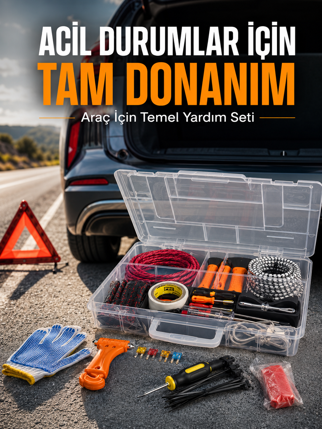 27 Parça Profesyonel Oto Acil Durum ve Araç Yardım Ekipman Seti Taşıma Kutulu - Lisinya 27 Parça Profesyonel Oto Acil Durum ve Araç Yardım Ekipman Seti Taşıma Kutulu - Lisinya