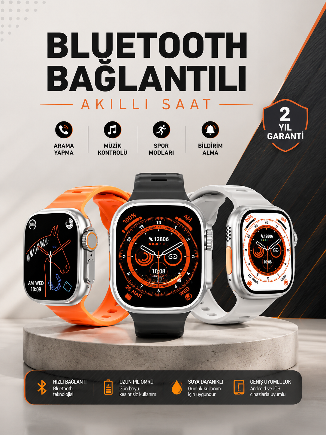 Yeni Nesil Akıllı Saat Adımsayar, GPS, Nabız Ölçer, Uyku ve Sağlık Takibi - Lisinya
