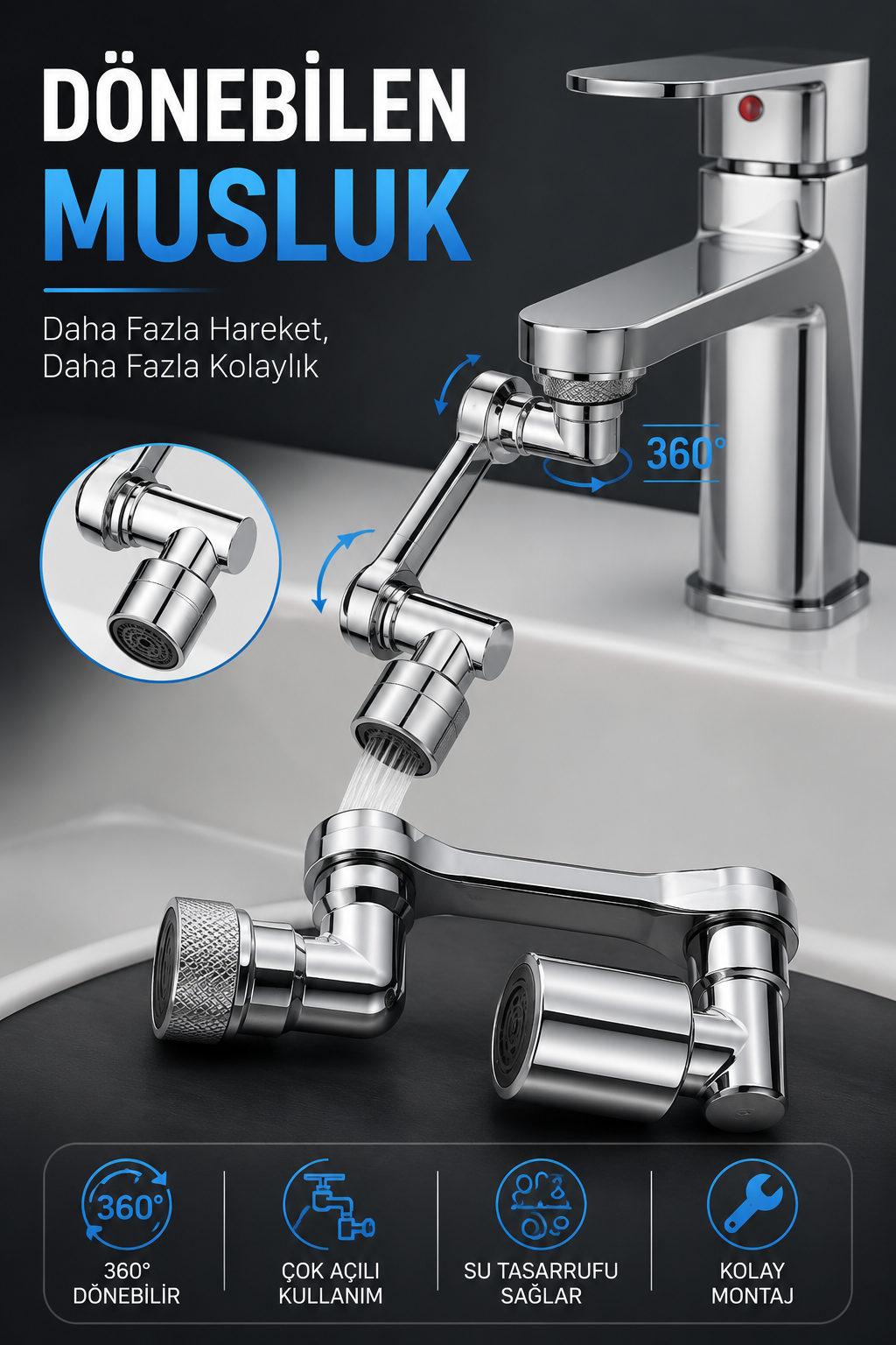 DÖNEBİLEN MUSLUK ÖZEL SU AKIŞ TASARIMI - Lisinya DÖNEBİLEN MUSLUK ÖZEL SU AKIŞ TASARIMI - Lisinya