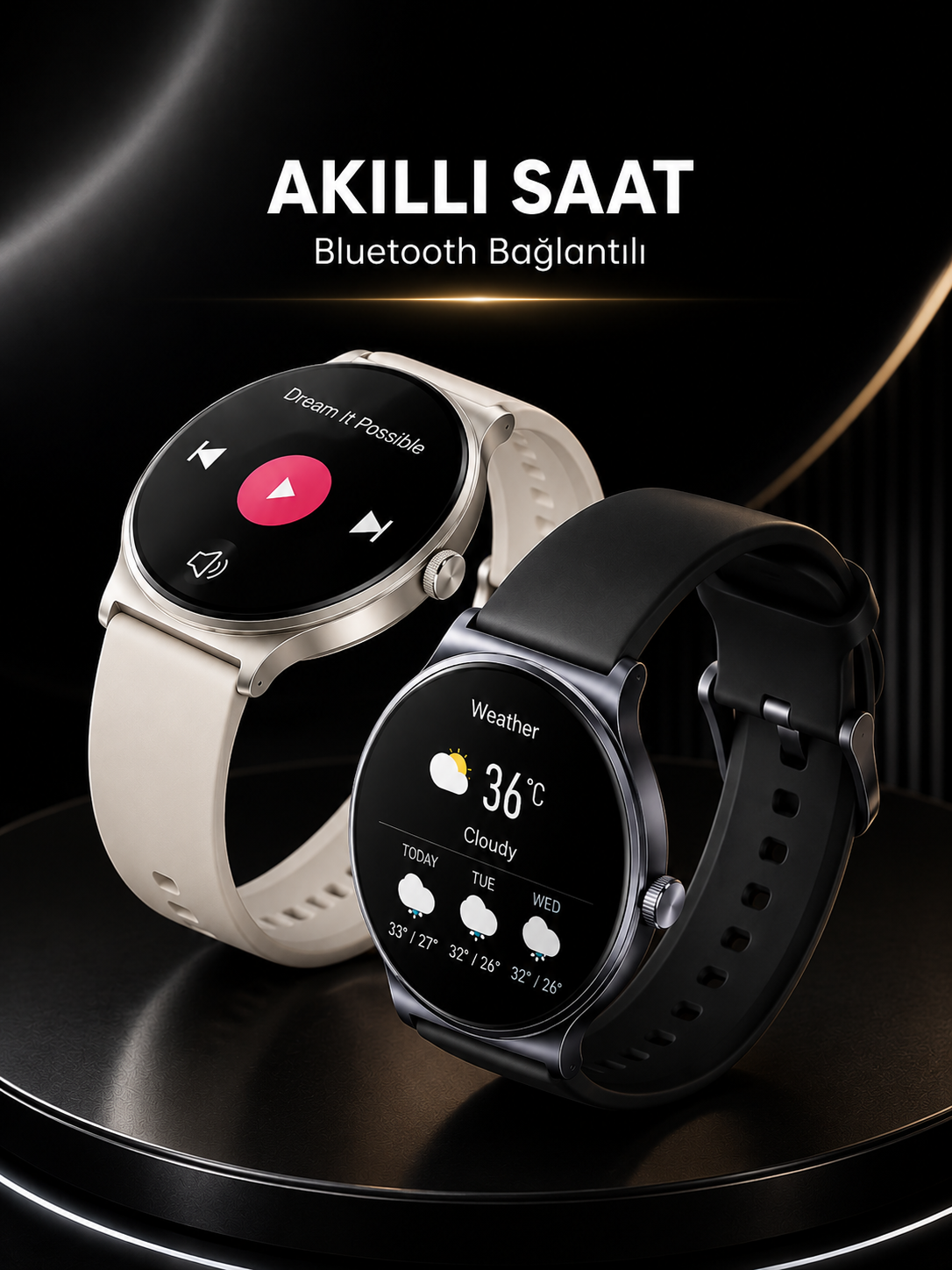 Akıllı Saat Sesli Görüşme Bluetooth Bağlantılı 3 Kordonlu - Lisinya