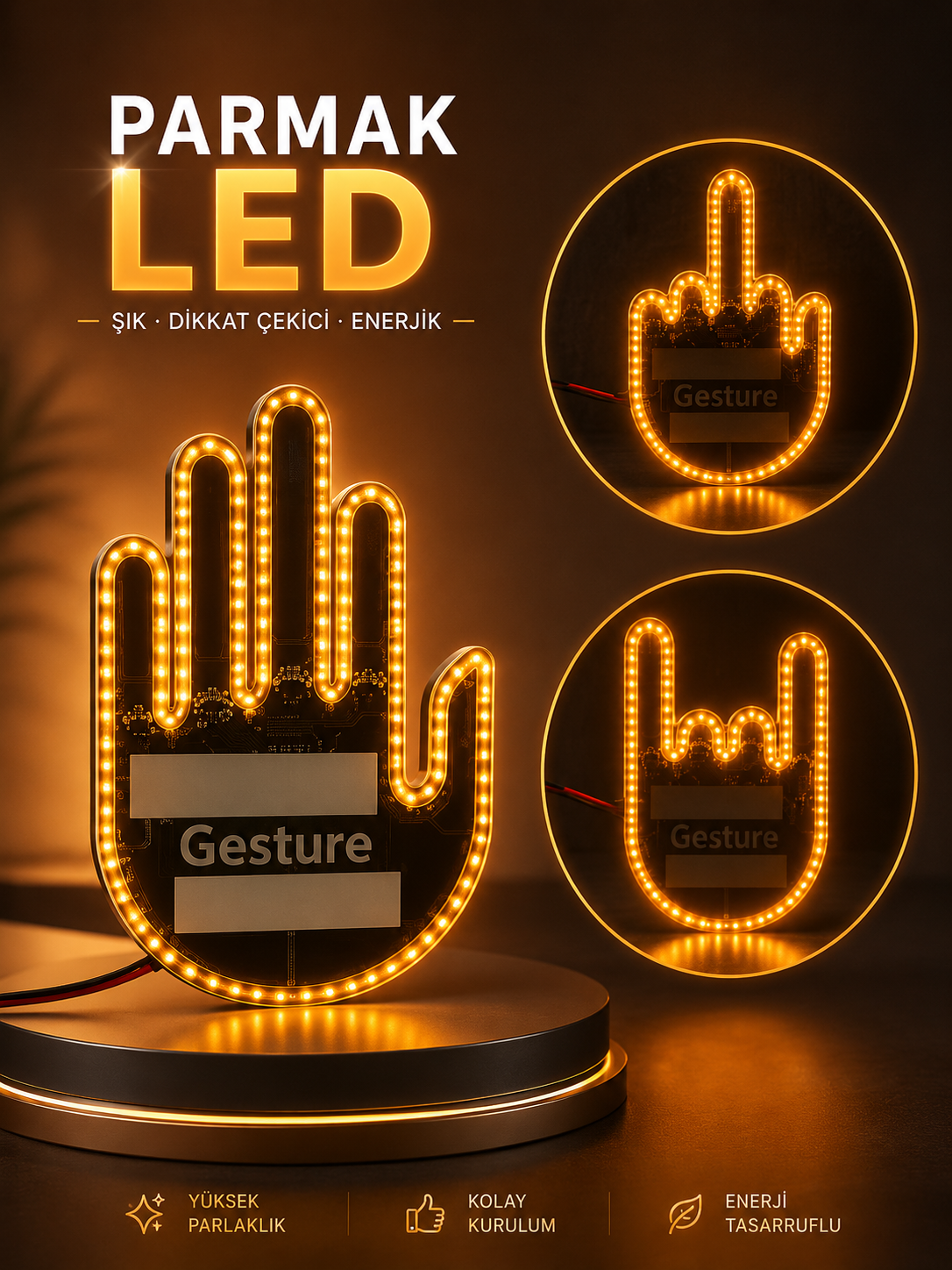 PARMAK LED AMBER RENKLİ IŞIK - Lisinya