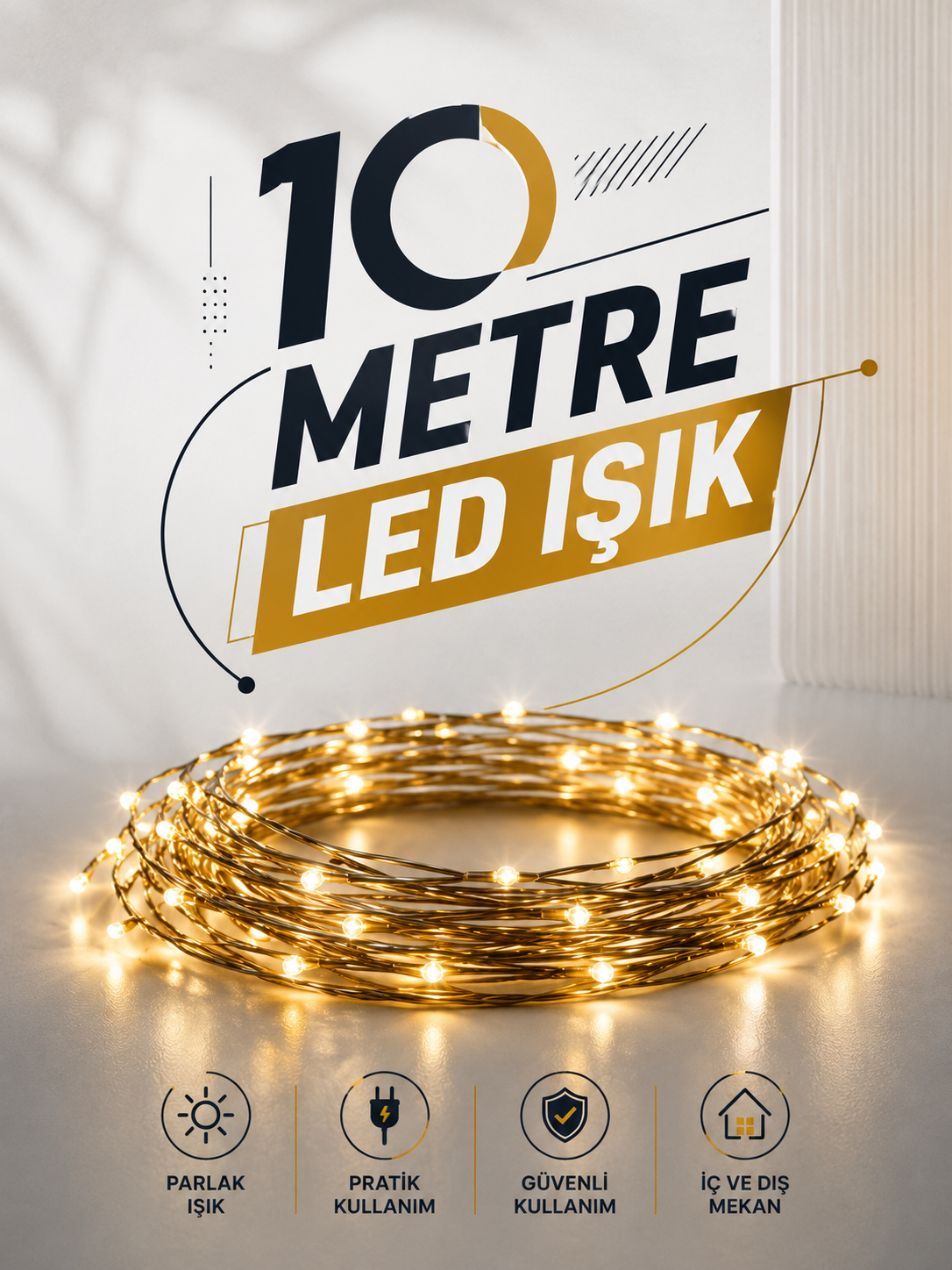 10 Metre Led Işık Gün Işığı Her Ortama Uygun Ampüllü - Lisinya 10 Metre Led Işık Gün Işığı Her Ortama Uygun Ampüllü - Lisinya
