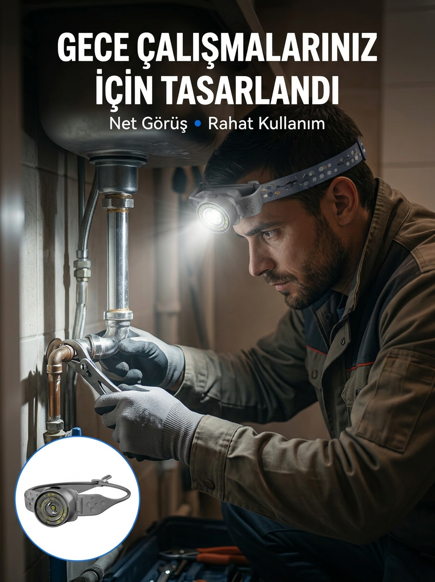 Yüksek Parlaklıklı LED Kafa Feneri Gece Çalışmaları İçin Yüksek Parlaklıklı - Lisinya Yüksek Parlaklıklı LED Kafa Feneri Gece Çalışmaları İçin Yüksek Parlaklıklı - Lisinya