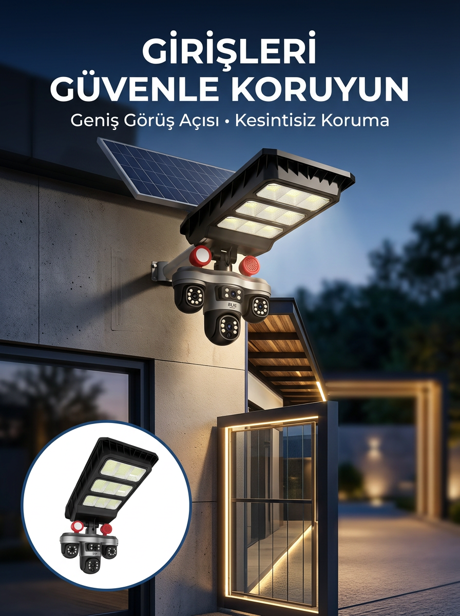 Akıllı Solar Güvenlik Kamerası 3 Lens Hareket Takip Özellikli Dış Ortam Kamera - Lisinya Akıllı Solar Güvenlik Kamerası 3 Lens Hareket Takip Özellikli Dış Ortam Kamera - Lisinya