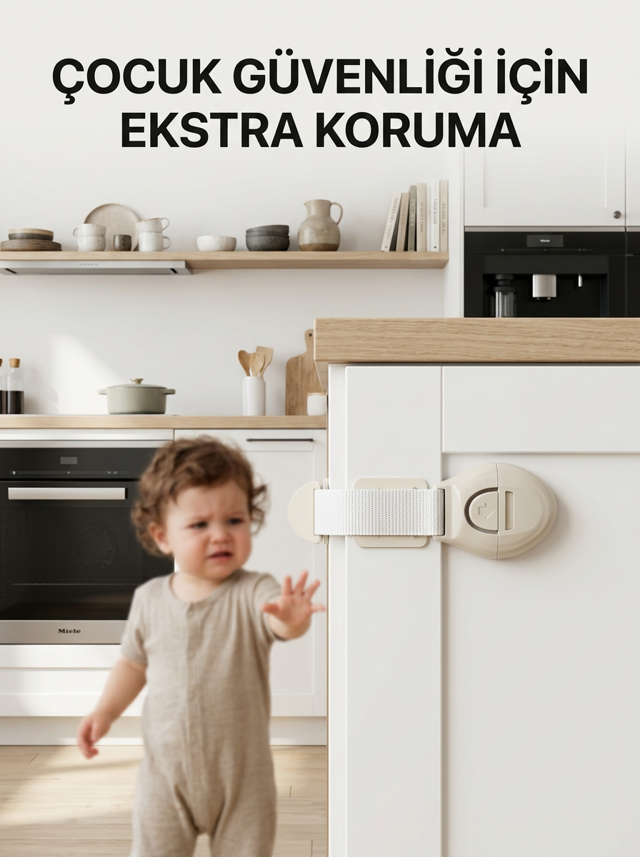 Dolap ve Çekmeceler İçin Çocuk Güvenlik Kilidi Pratik Emniyet Aparatı - Lisinya