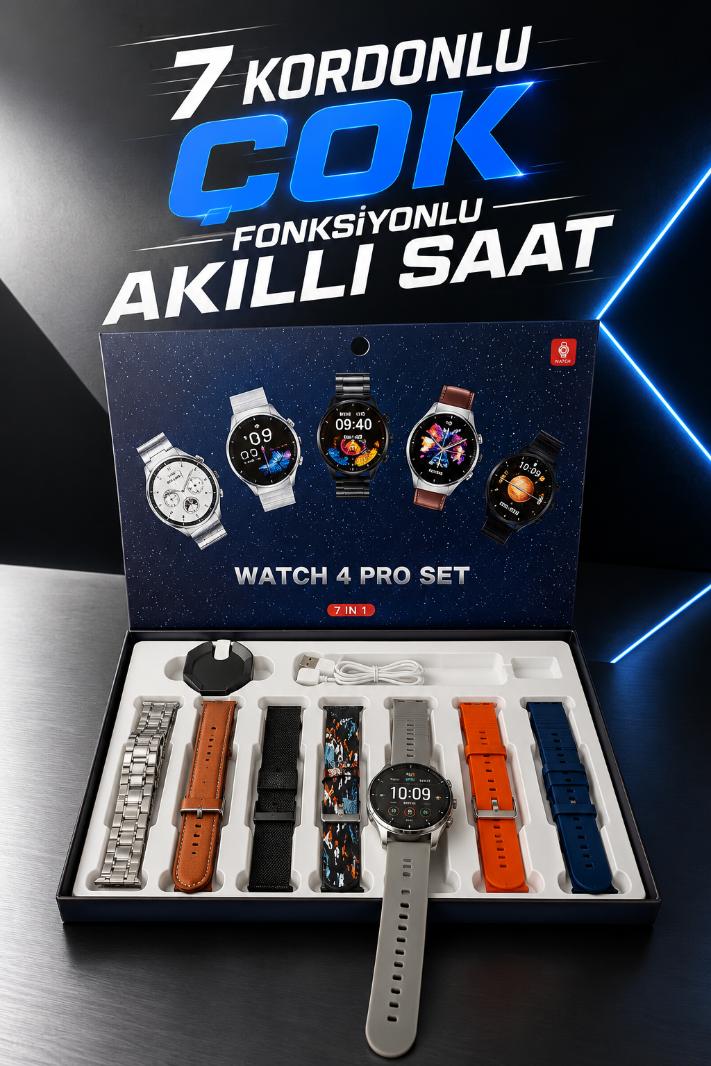 Akıllı Saat 7 Kordonlu Yeni Nesil Arama Cevaplayan Çok Fonksiyonlu - Lisinya