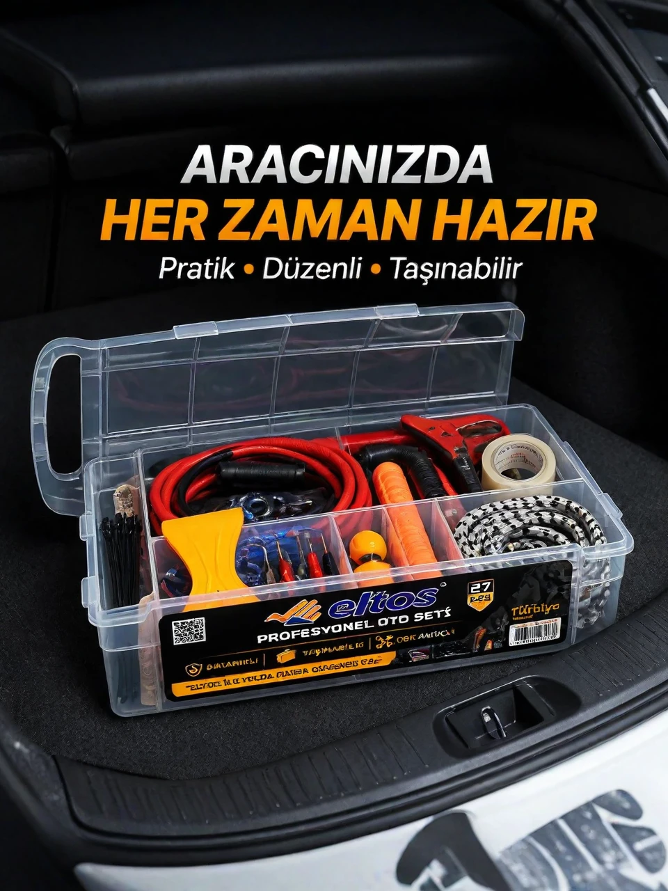 Çok Amaçlı 27 Parça Araç Acil Durum Ekipman Seti Düzenli Taşıma Kutulu - Lisinya Çok Amaçlı 27 Parça Araç Acil Durum Ekipman Seti Düzenli Taşıma Kutulu - Lisinya