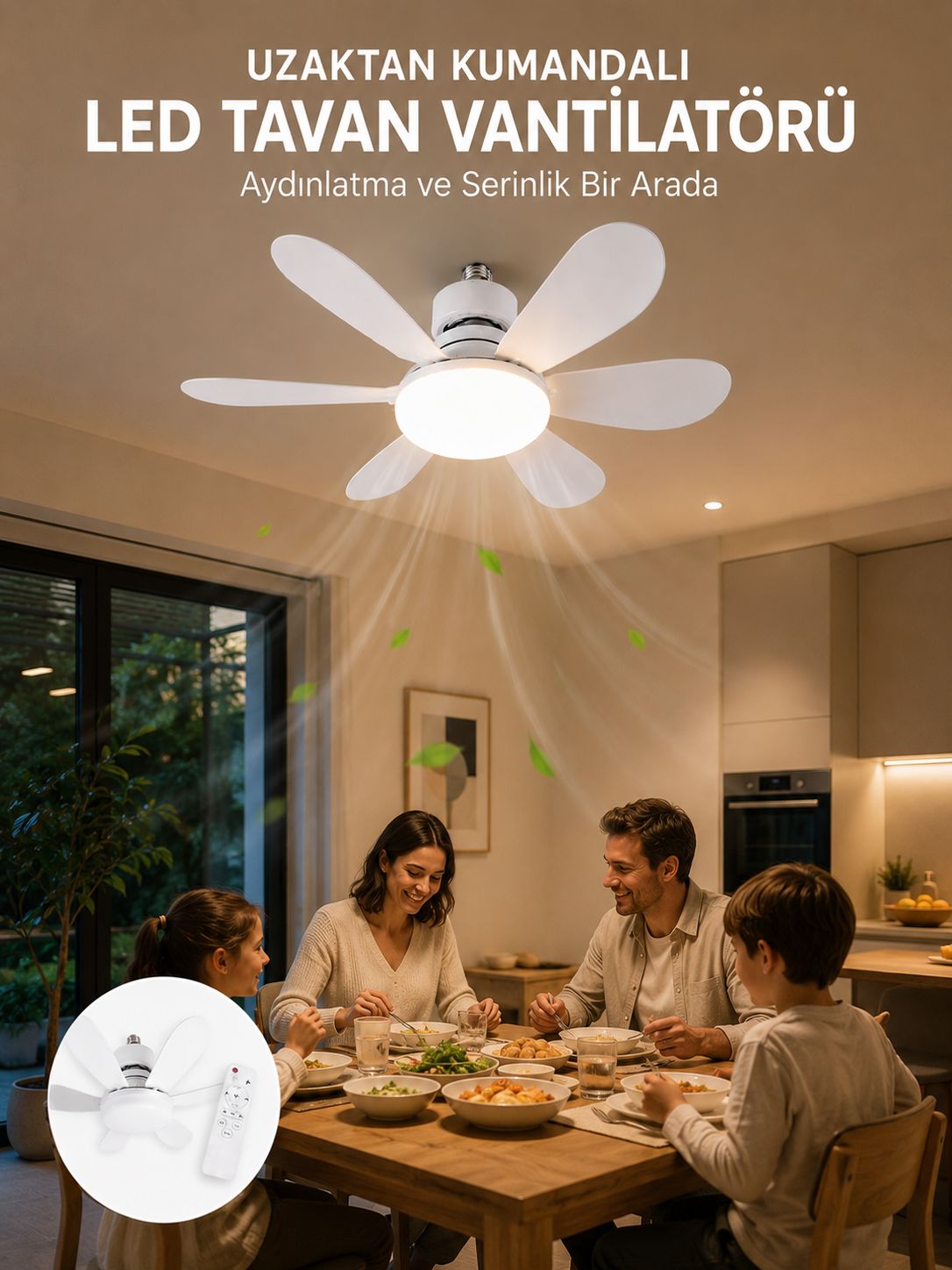 Ayarlanabilir Parlaklık Özellikli LED Tavan Vantilatörü Süper Sessiz Motor Teknolojisi ve Güçlü Hava Akışı - Lisinya Ayarlanabilir Parlaklık Özellikli LED Tavan Vantilatörü Süper Sessiz Motor Teknolojisi ve Güçlü Hava Akışı - Lisinya