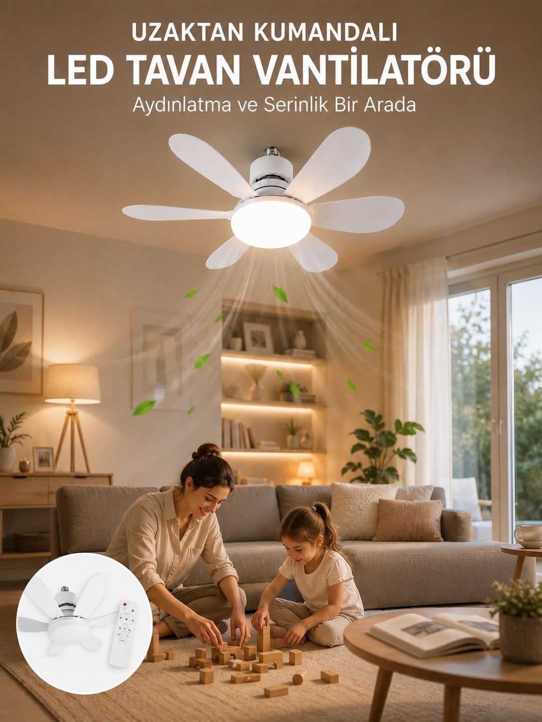 Tavan Vantilatörü Sessiz Motorlu Uzaktan Kumandalı LED Aydınlatma Güçlü Serinletme - Lisinya Tavan Vantilatörü Sessiz Motorlu Uzaktan Kumandalı LED Aydınlatma Güçlü Serinletme - Lisinya