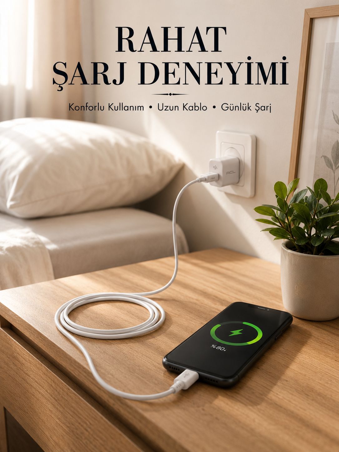USB-A to Type-C Şarj Kablosu 2 Metre Uzun Kablo - Lisinya