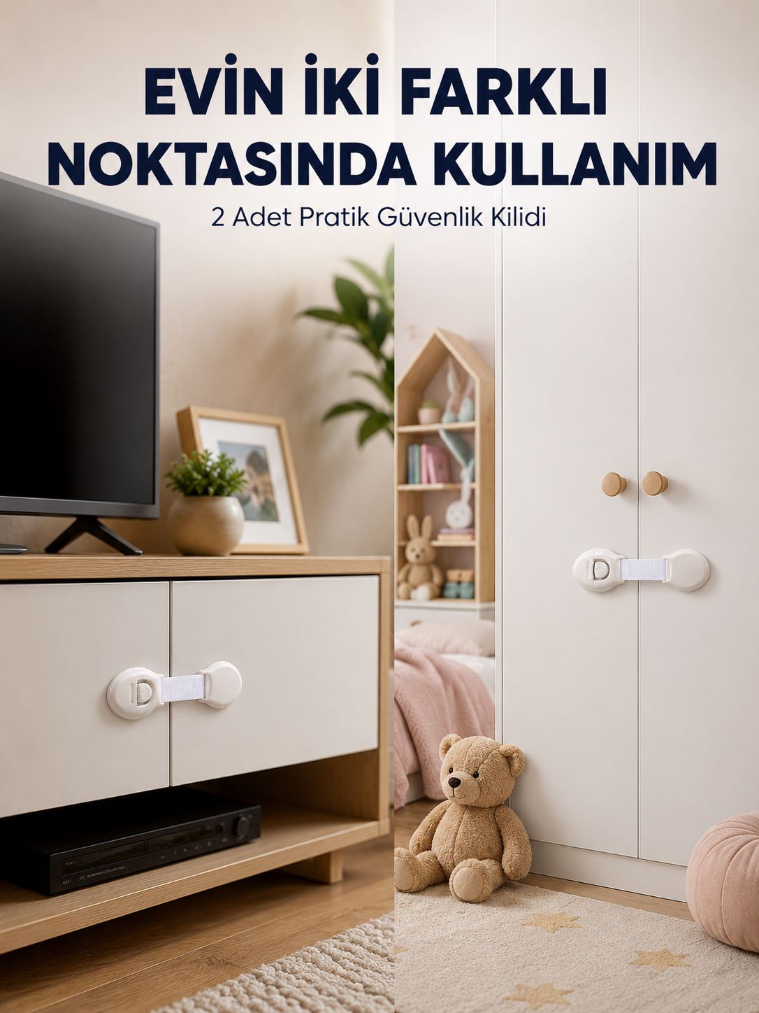 2'li Çocuk Güvenlik Kilidi Ev İçi Koruma Seti - Lisinya 2'li Çocuk Güvenlik Kilidi Ev İçi Koruma Seti - Lisinya