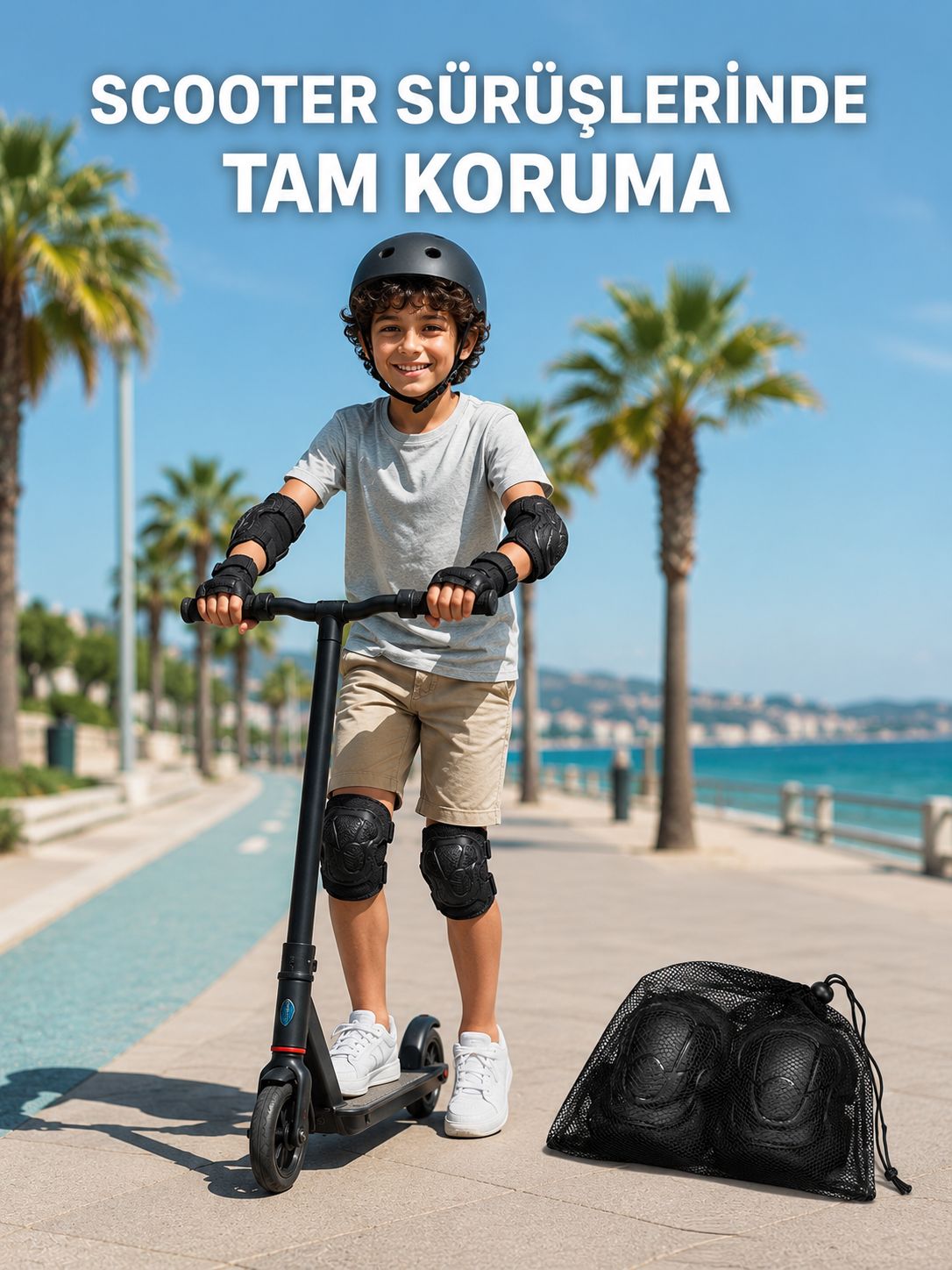 Çocuk Kaykay Paten Scooter Bisiklet Koruyucu Dizlik Seti 2 Adet Siyah - Lisinya Çocuk Kaykay Paten Scooter Bisiklet Koruyucu Dizlik Seti 2 Adet Siyah - Lisinya