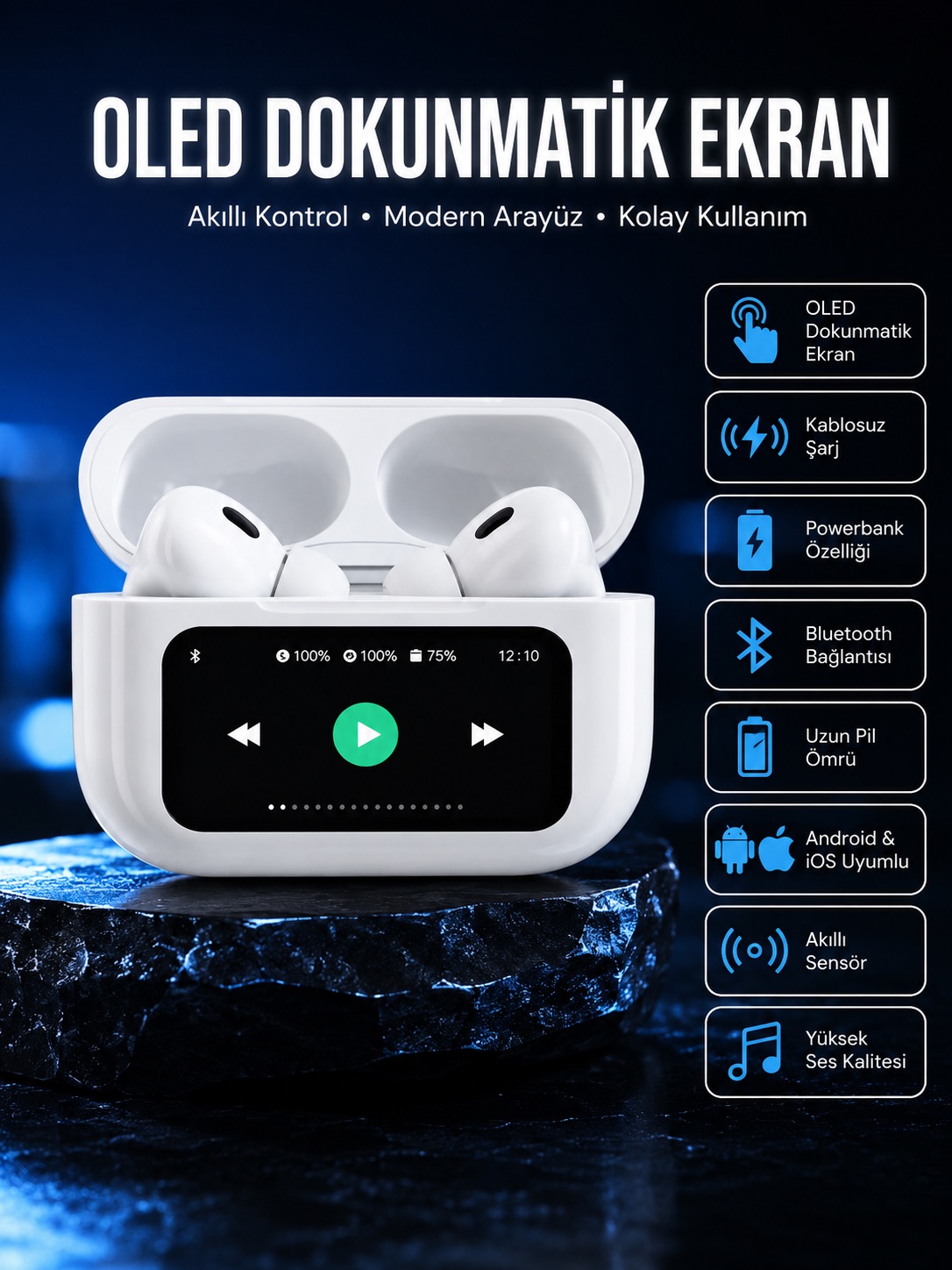 2025 Model Bluetooth Kulaklık Dokunmatik Ekran Yüksek Ses Kalitesi Yeni Nesil - Lisinya