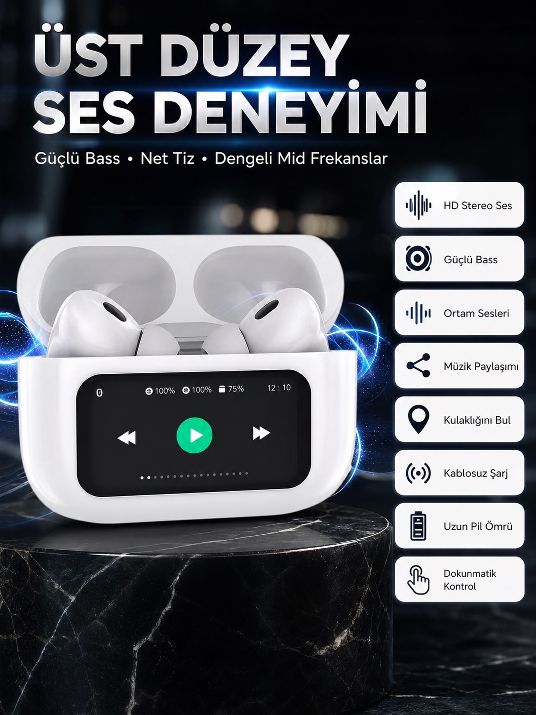 Dokunmatik Ekranlı Bluetooth Kulaklık TWS İOS Android Tüm Telefonlara Uyumlu Kulaklık Yeni Nesil - Lisinya Dokunmatik Ekranlı Bluetooth Kulaklık TWS İOS Android Tüm Telefonlara Uyumlu Kulaklık Yeni Nesil - Lisinya