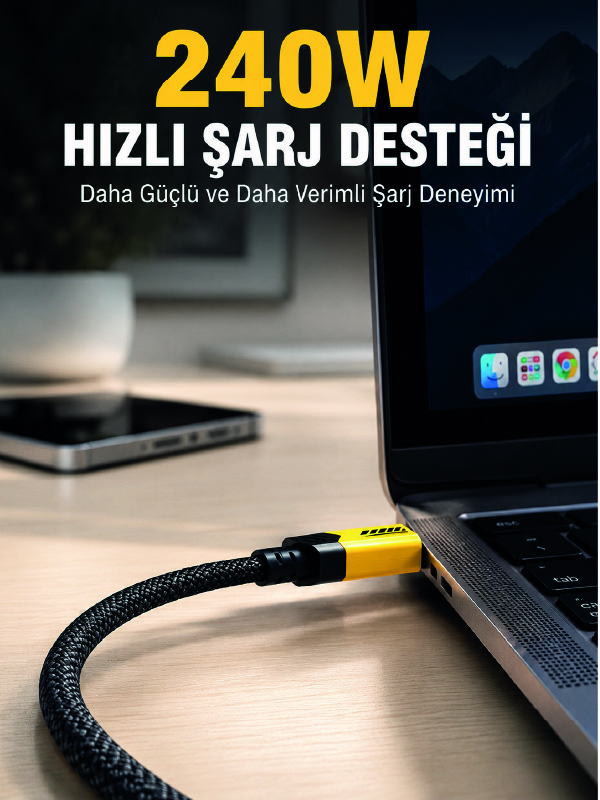 240W 3'ü 1 Arada Hızlı Şarj Kablosu USB Type-C Lightning Micro USB - Lisinya 240W 3'ü 1 Arada Hızlı Şarj Kablosu USB Type-C Lightning Micro USB - Lisinya