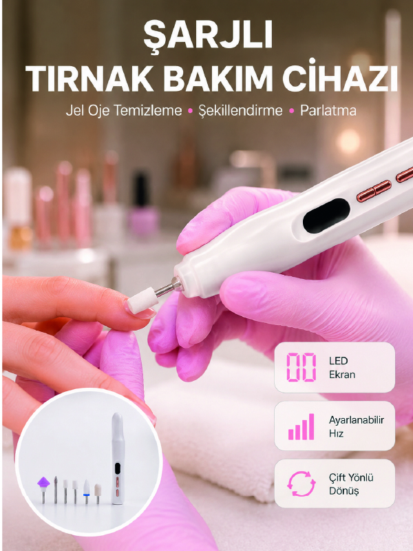Evde ve Profesyonel Kullanıma Uygun Tasarımlı Tırnak Bakım Cihazı - Lisinya