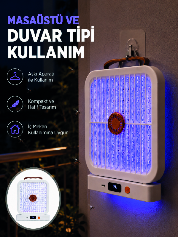 Şarjlı UV Işıklı Sinek Öldürücü Cihaz Beyaz Elektrikli Sivrisinek Yok Edici - Lisinya Şarjlı UV Işıklı Sinek Öldürücü Cihaz Beyaz Elektrikli Sivrisinek Yok Edici - Lisinya