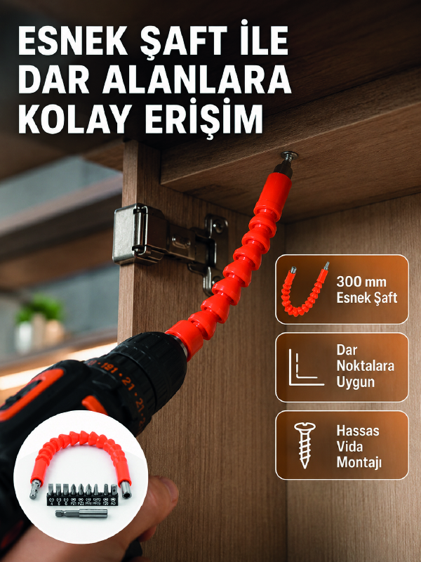 12 Parça Esnek Bits Uç Seti 300 mm Esnek Şaftlı Tornavida Uç Seti - Lisinya 12 Parça Esnek Bits Uç Seti 300 mm Esnek Şaftlı Tornavida Uç Seti - Lisinya