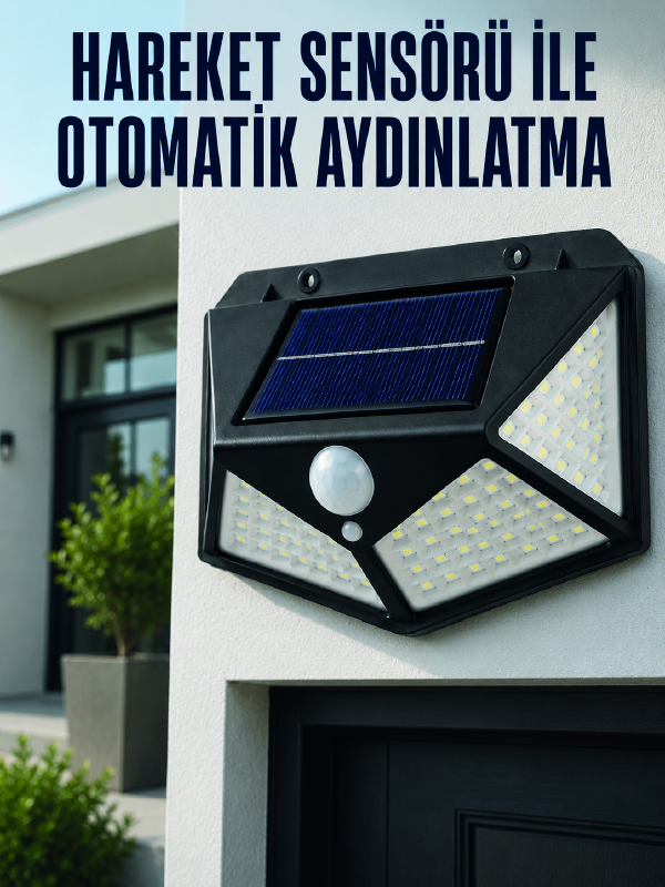 Hareket Sensörlü Güneş Enerjili Duvar Lambası Dış Mekan İçin Güçlü LED Aydınlatma - Lisinya Hareket Sensörlü Güneş Enerjili Duvar Lambası Dış Mekan İçin Güçlü LED Aydınlatma - Lisinya