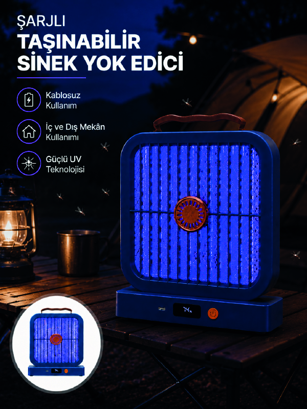 Elektrikli Sinek Öldürücü 365NM UV Işıklı Masaüstü Cihaz Mavi Renk - Lisinya Elektrikli Sinek Öldürücü 365NM UV Işıklı Masaüstü Cihaz Mavi Renk - Lisinya