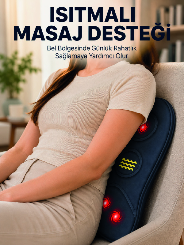 Titreşimli Isıtmalı Sırt ve Bel Masaj Minderi Ergonomik Tasarım - Lisinya