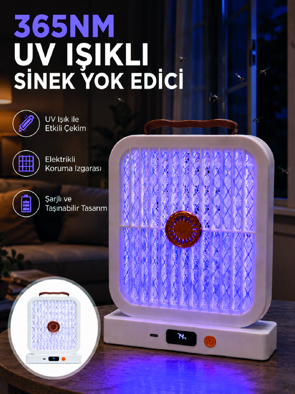 UV Işıklı Şarj Edilebilir Sinek Yok Edici Elektrikli Lamba Beyaz - Lisinya UV Işıklı Şarj Edilebilir Sinek Yok Edici Elektrikli Lamba Beyaz - Lisinya