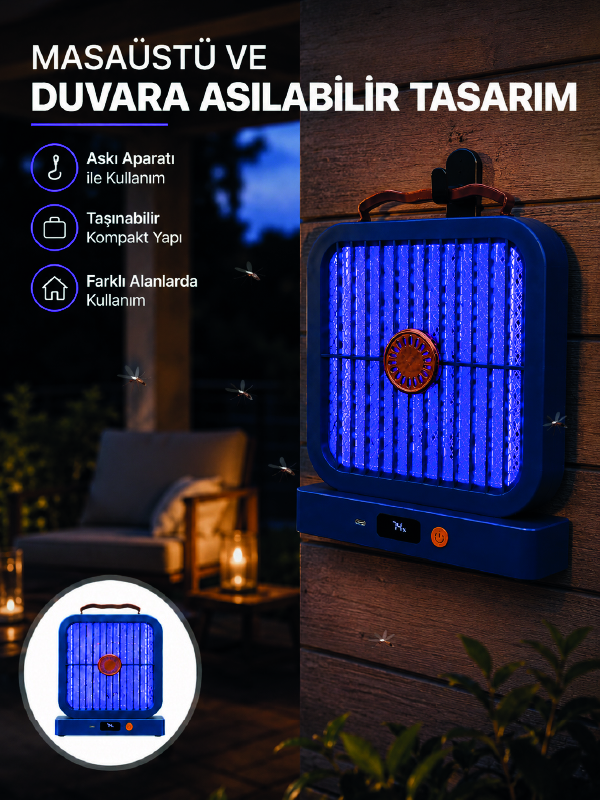 Taşınabilir Şarjlı Sivrisinek Öldürücü UV Işıklı Mavi Model - Lisinya Taşınabilir Şarjlı Sivrisinek Öldürücü UV Işıklı Mavi Model - Lisinya