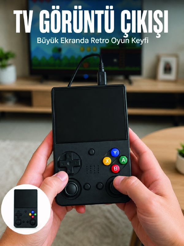 Retro Oyun Konsolu Çift Analog Joystick 64GB Hafızalı Taşınabilir El Konsolu - Lisinya Retro Oyun Konsolu Çift Analog Joystick 64GB Hafızalı Taşınabilir El Konsolu - Lisinya