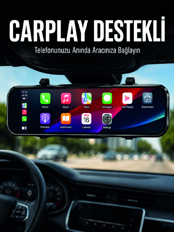 Ayna Carplay Araç İçi 9.66 İnç IPS Ekran Geri Görüş Kamerası Destekli - Lisinya