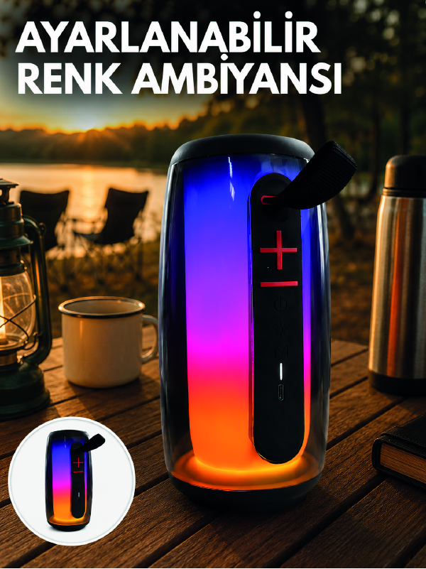 RGB Aydınlatmalı Kablosuz Bluetooth Hoparlör USB Bellek TF Kart Destekli - Lisinya