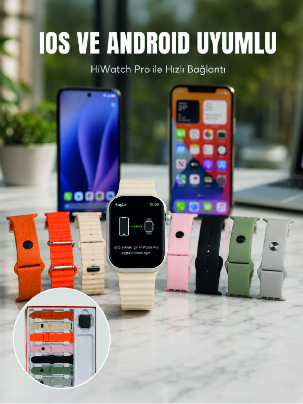 Akıllı Saat Bluetooth Arama Özellikli 7 Kordonlu Spor ve Günlük Kullanıma Uygun - Lisinya