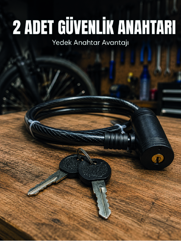 12 mm Çelik Halat Bisiklet Kilidi 80 cm Anahtarlı Güvenlik Kilidi PVC Kaplamalı Scooter ve Elektrikli Bisiklet Uyumlu - Lisinya 12 mm Çelik Halat Bisiklet Kilidi 80 cm Anahtarlı Güvenlik Kilidi PVC Kaplamalı Scooter ve Elektrikli Bisiklet Uyumlu - Lisinya
