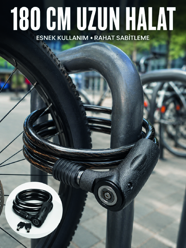 Motosiklet, Bisiklet ve Elektrikli Scooter İçin Ağır Hizmet Tipi Çelik Halat Kilidi - Lisinya Motosiklet, Bisiklet ve Elektrikli Scooter İçin Ağır Hizmet Tipi Çelik Halat Kilidi - Lisinya
