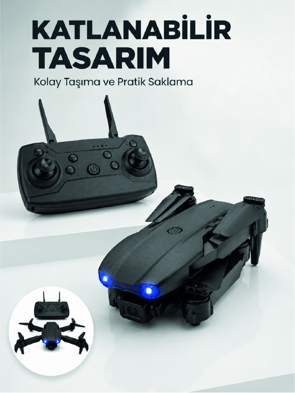 Katlanabilir Kamera Drone 4K HD Görüntü, Hover Özelliği ve Uzaktan Kumanda - Lisinya