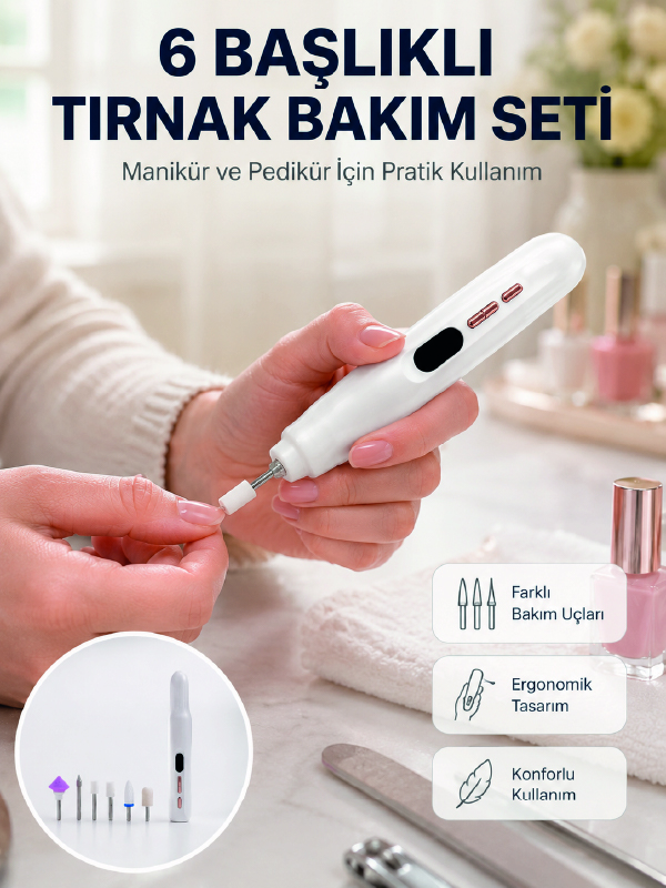 Kurutma Özellikli Manikür Pedikür Cihazı Şarj Edilebilir - Lisinya