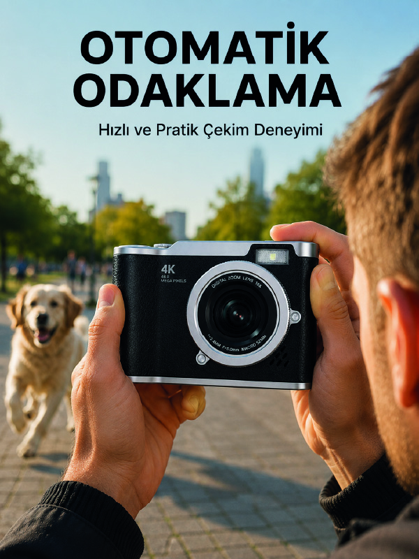 Otomatik Odaklamalı 4K Dijital Kamera 2.4 İnç HD Ekran - Lisinya