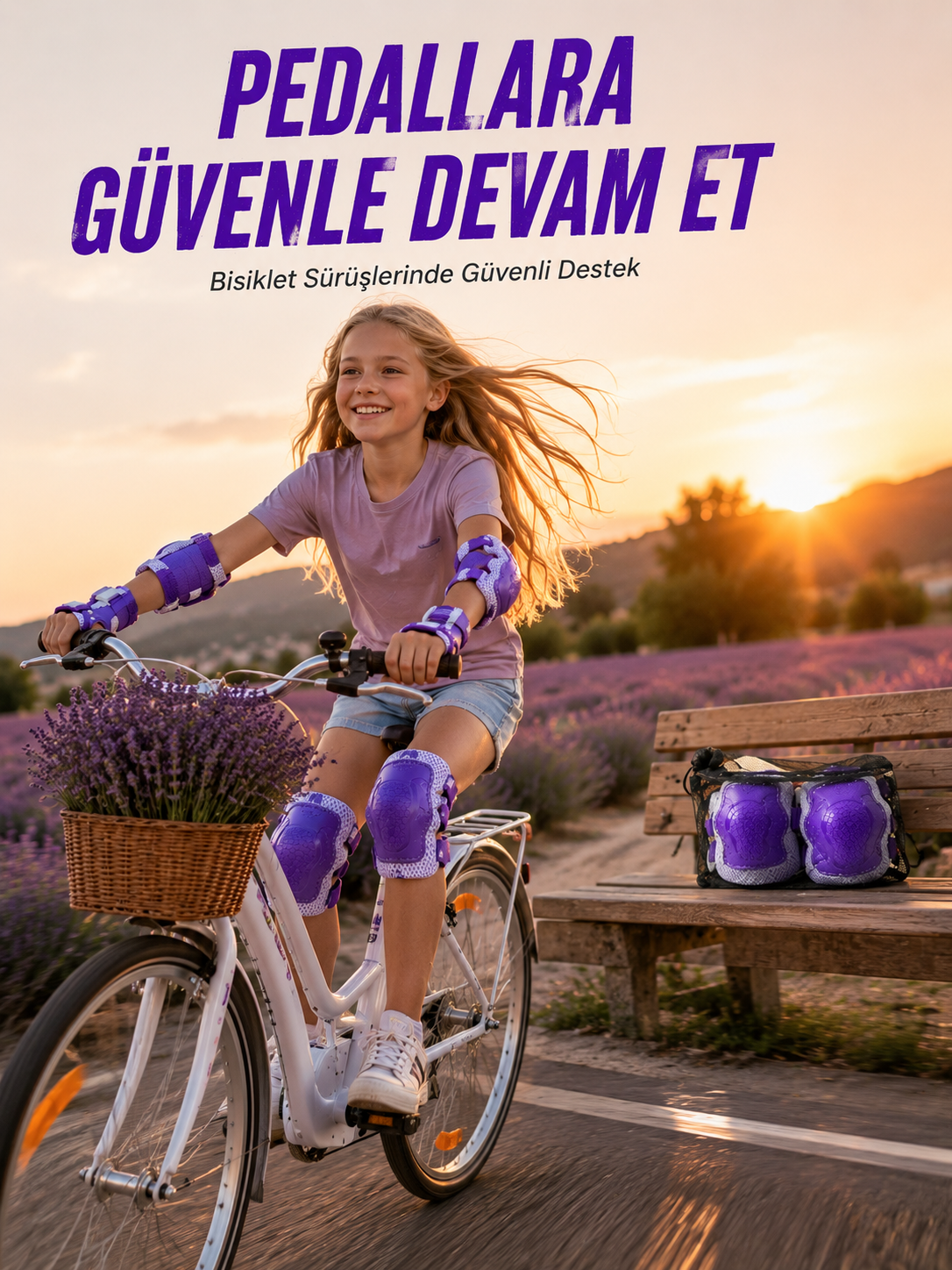 Mor Çocuk Kaykay Paten Scooter Bisiklet Koruyucu Dizlik Seti - Lisinya Mor Çocuk Kaykay Paten Scooter Bisiklet Koruyucu Dizlik Seti - Lisinya