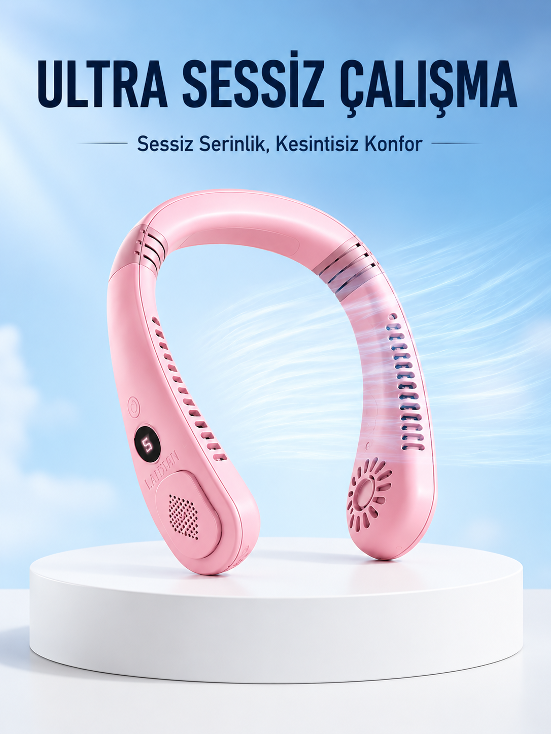 Pembe Şarjlı Boyun Fanı 5 Kademeli Hız Ayarlı Taşınabilir Boyun Tipi Fan - Lisinya Pembe Şarjlı Boyun Fanı 5 Kademeli Hız Ayarlı Taşınabilir Boyun Tipi Fan - Lisinya