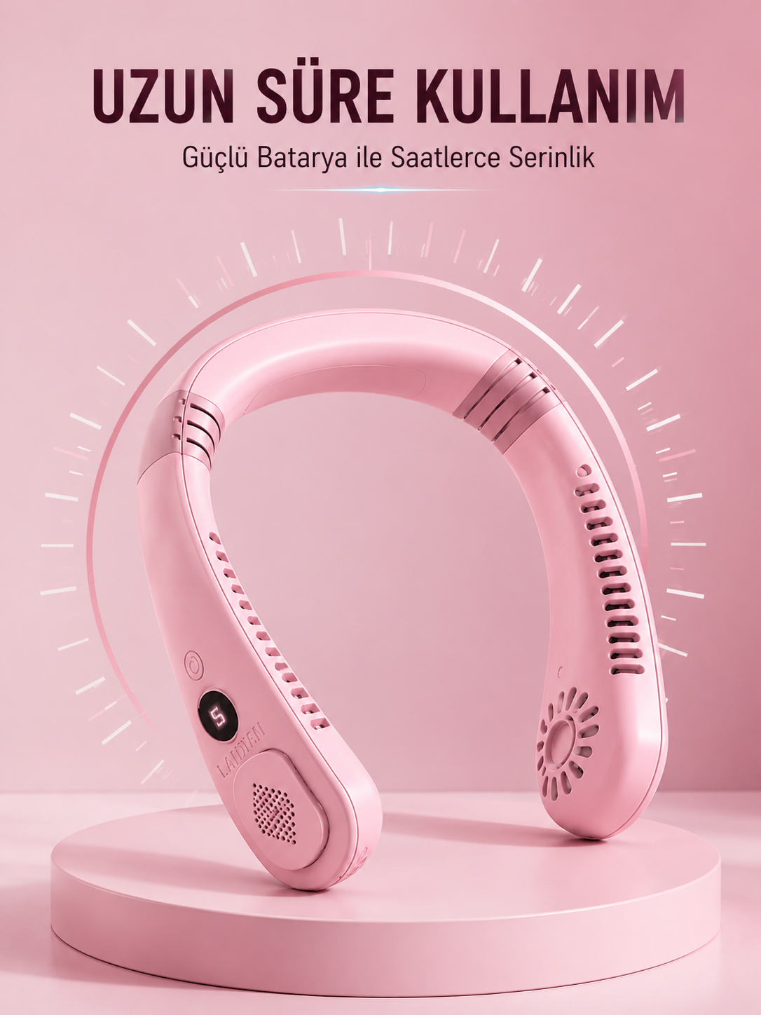 Pembe Boyun Fanı Sessiz Çalışan USB Şarjlı Taşınabilir Kişisel Serinletici - Lisinya Pembe Boyun Fanı Sessiz Çalışan USB Şarjlı Taşınabilir Kişisel Serinletici - Lisinya