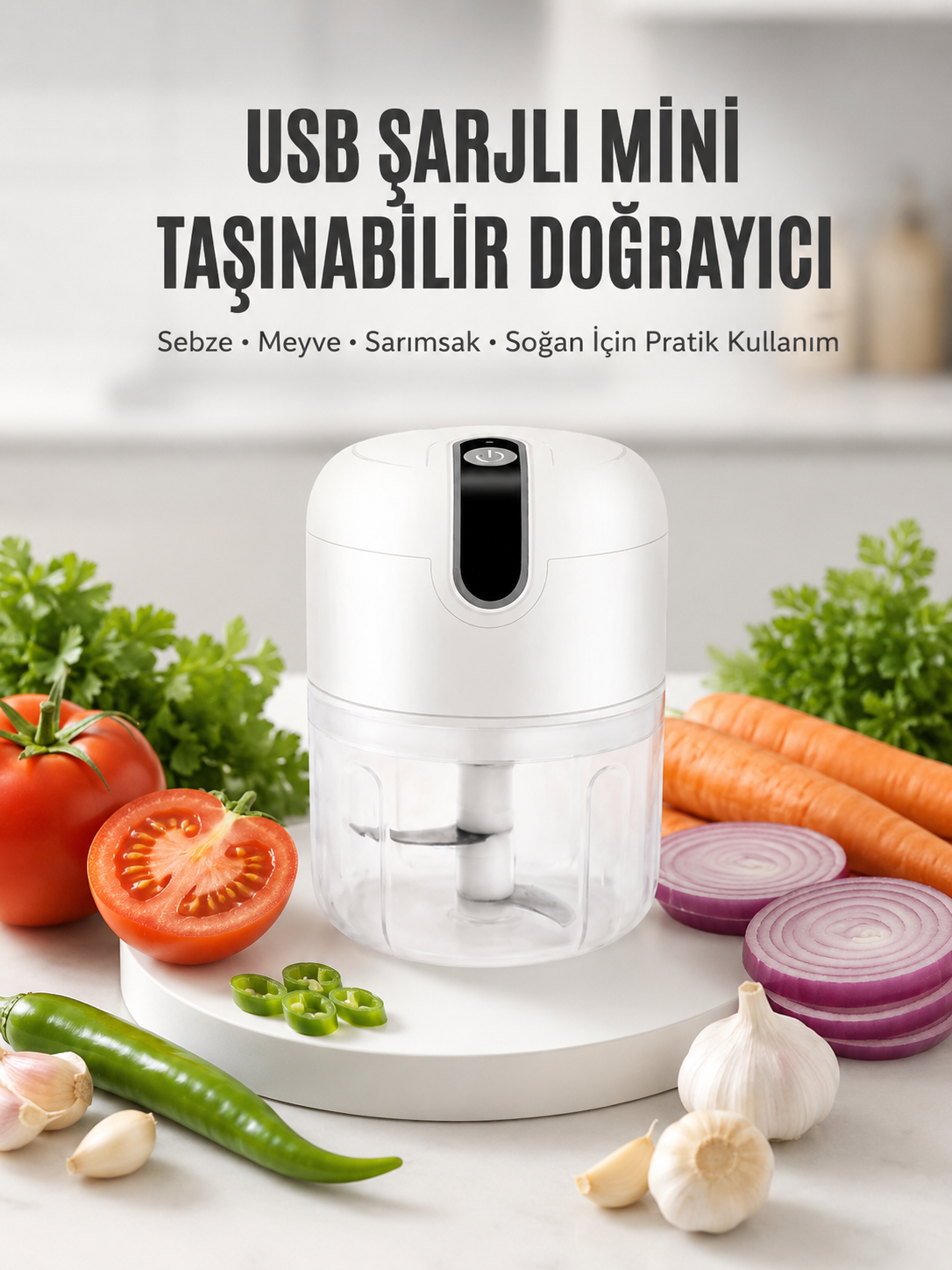 Rondo Doğrayıcı 250 ML Taşınabilir USB Şarjlı Pratik El Rondo Blender Yeni Nesil - Lisinya Rondo Doğrayıcı 250 ML Taşınabilir USB Şarjlı Pratik El Rondo Blender Yeni Nesil - Lisinya