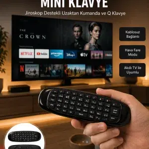 3’ü 1 Arada Kablosuz Hava Mouse Mini Klavye Kumanda Yeni Nesil - Lisinya