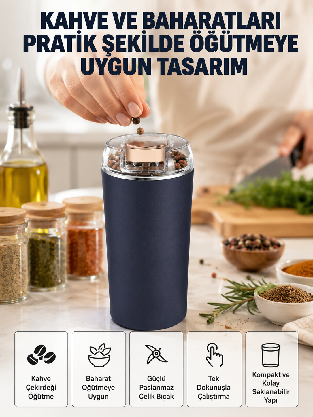 Yeni Nesil Kahve ve Baharat Öğütücü Paslanmaz Çelik Kahve Değirmeni - Lisinya Yeni Nesil Kahve ve Baharat Öğütücü Paslanmaz Çelik Kahve Değirmeni - Lisinya