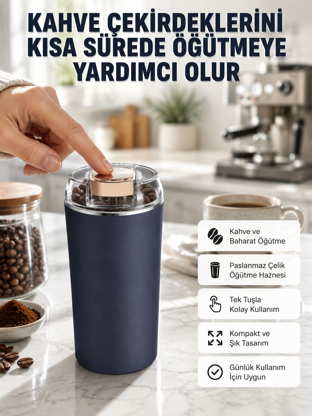 Kahve ve Baharat Öğütücü Kolay Temizlenebilir Paslanmaz Çelik Taşınabilir - Lisinya Kahve ve Baharat Öğütücü Kolay Temizlenebilir Paslanmaz Çelik Taşınabilir - Lisinya