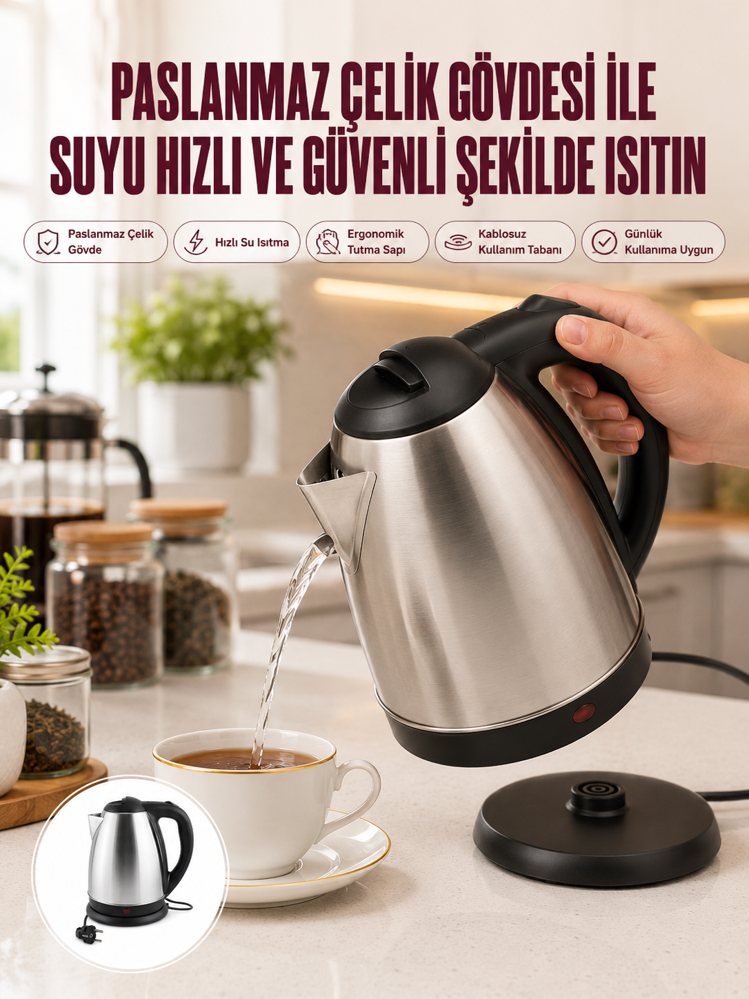 Çelik Su Isıtıcı Kettle Dayanıklı Paslanmaz Çelik Uzun Ömürlü - Lisinya Çelik Su Isıtıcı Kettle Dayanıklı Paslanmaz Çelik Uzun Ömürlü - Lisinya