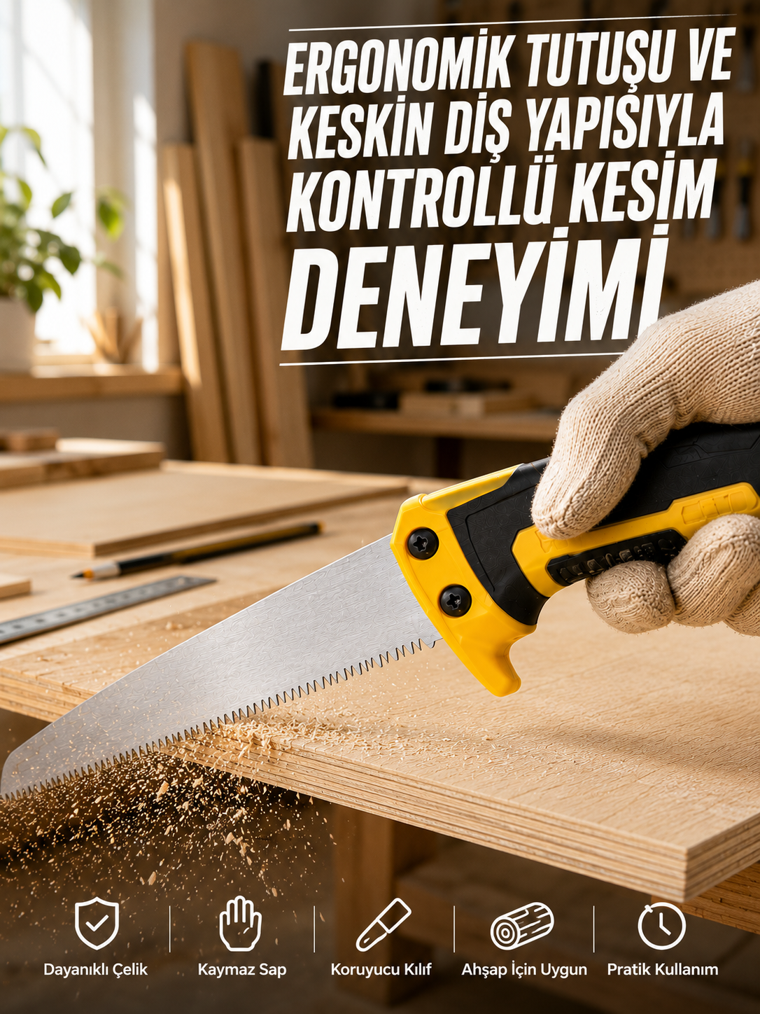 Düz Bıçaklı Budama Testeresi Kılıflı Güvenli Tasarım - Lisinya